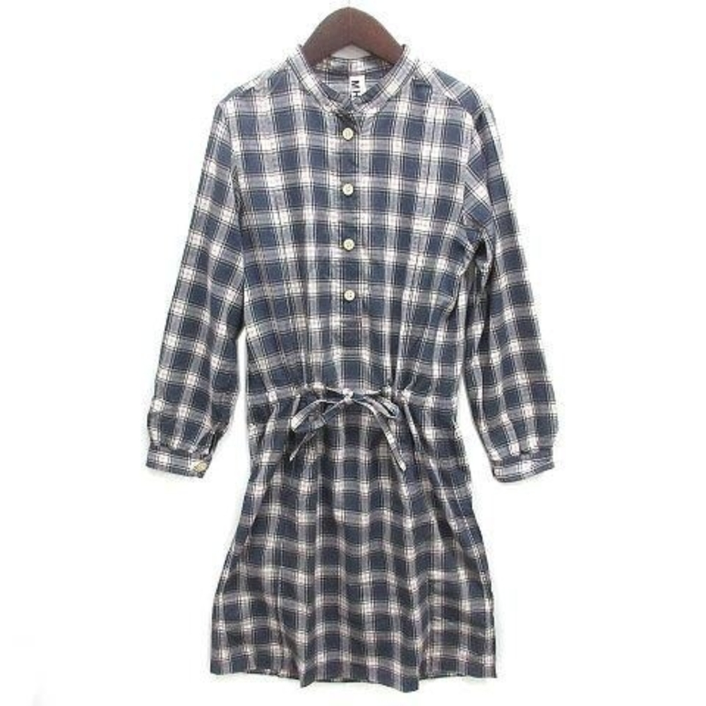 MHL By Margaret Howell Blue Grey Plaid Shirt Dress Long Sleeve (New Without Tag)